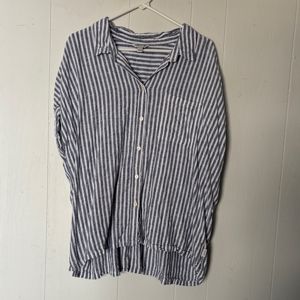 Orvis Blue and White Striped Top